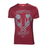 UNCHARTED 4 A Thief's End Men's Mortem Inimicis Suis T-Shirt, Small, Red