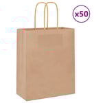 Papperspåsar 50 st med handtag brun 18x8x22 cm