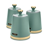 Set of 3 Canisters - Tower T826131JDE Cavaletto Tea/Coffee/Sugar in Jade Green