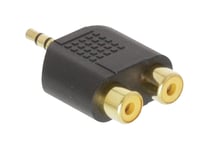 Stereo 3.5 mm Jack Plug to 2 RCA PHONO Sockets Audio Adaptor Gold