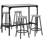 Barbord med barstolsset, 5 st. Barbordsset Köksbord med 4 barstolar Industriell design Matstället Köksmatsalen Metallgrå