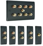 Matt Black 4.1 Surround Sound Audio AV Speaker Wall Face Plate Kit - NON SOLDER