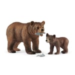 Schleich 42473 grizzly bear mother with cub figures Wild Life toys Bears model