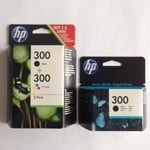 HP No 300 2 x Black & 1 x Colour Original OEM Inkjet Cartridges CC640EE, CC643EE