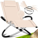 KESSER® Chaise Longue de Relaxation | Transat | Chaise Longue de Jardin | Chaise de Jardin | Chaise Pliante | Chaise Longue à Bascule | Fauteuil à Bascule | Fauteuil Relax Ergonomique, Beige