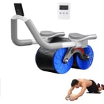 Ab Roller Wheel Automatisk Rebound Hemma Abdominal Tränare Styrketräningsutrustning Med Tjock Knäskyddsmatta För Nybörjare Core Träningspass
