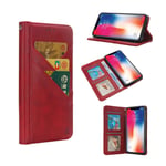 Apple iPhone XS wallet style leather flip case - Red Röd
