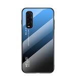 Multicolor Case for Oppo Find X2 Neo Case Gradient Clear Tempered Glass Cover Case Compatible with Oppo Find X2 Neo (Blue)