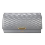 Tower Empire Bread Bin Roll Top, Stainless Steel, Grey and Brass T826090GRY