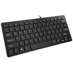 Black Mini Slim USB Wired Keyboard For PC Laptop Apple Mac Desktop UK Layout NEW