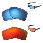 Walleva Fire Red + Ice Blue Polarized Replacement Lenses For Oakley Double Edge
