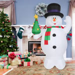 COSTWAY 2.4M Inflatable Snowman, Christmas Decoration with LED Lights, Waterproof Polyester Fabric, Xmas Holiday Decor for Home Garden Shopping Mall (8ft)