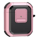 Apple AirPods 1/2 - Hybrid beskyttelsesetui med Karabinkrog - Pink
