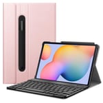 FINTIE Keyboard Case for Samsung Galaxy Tab S6 Lite 10.4 Inch Tablet 2020 (SM-P610/P615), Slim Stand Cover with Secure S Pen Holder, Detachable Wireless Bluetooth Keyboard (UK Version), Rose Gold