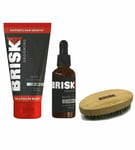 Men's Beard Grooming Kit with Beard Face Wash Oil Beard Brush Brisk 3Pc Gift Set