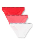 Calvin Klein Women's 3 Pack Bikini (Low-Rise) 000QD5069E Panties, Multicolour (Azalea/Lychee/White), S