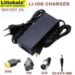 36v 2a 10 strängar 42v E-cykelmodifiering/elektrisk/scooterbatterier laddare polymer litiumbatteriladdare [DM] 36V 2A XLR EU plug