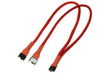 Forgrener, 4 pins PWM til 2x4 PWM, kabelstrømpe, 30 cm, rød