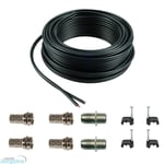 5m Black Twin Shotgun Satellite Coaxial Cable Lead For Sky Plus HD TV Freesat