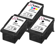 3 x PG545XL Black CL546XL Colour Refilled Cartridge For Canon Pixma IP2850