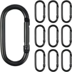 10 st karbinhakar, 2,4 cm * 5 cm små svarta karbinhakar, svart aluminium
