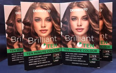 ABOXOV® 4 x DERMA V10 Vegan Brilliant No.6 Light Brown Permanent Hair Dye Colour