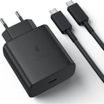 Chargeur Rapide 45W pour Samsung USB C Adaptateur Secteur et 2M Câble USB C vers USB C Type C PPS Prise Chargeur Rapide Universel