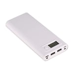 Yunir Power Bank Shell, DIY 20000mAh Dual USB Power Bank Case Kit Battery Charger with LCD Type-C & Micro USB Input (White)