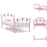 Sängar & sängramar - Living Sängram med fotbollsdesign rosa metall 90x200 cm