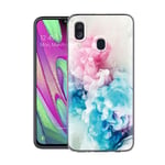 ZhuoFan Samsung Galaxy A40 Case, Phone Case Transparent Clear with Pattern Ultra Slim Shockproof Soft Gel TPU Silicone Back Cover Bumper Skin for Samsung Galaxy A40 Smartphone (Pink Blue)