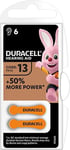 Zink-Luftbatteri, Za13, Pr48, Ac13, Da13, För Hörapparater, Duracell, Blister, 6-Pack, 42436