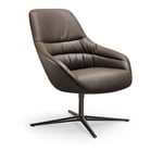 Walter Knoll - Kyo Lounge Chair 171-10, Powder-Coated Black Matt, Upholstered, Leather Cat. 50 Rodeo-Soft 1361 Cream / 1361 Cream, 4-star Base, Teflon Glides