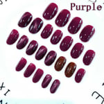 24 Pcs/set Nail Art Patch False Nails Cat Eye Purple