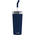 Sigg - Gobelet Isotherme Avec Paille en Verre Durable - Travel Mug Helia Night Ink - Avec Brosse De Nettoyage - Étanche - Sans BPA - En Acier Inoxydable 18/8 - Yoga & Sport en Salle - Bleu - 0,6L