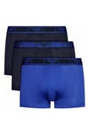 EMPORIO ARMANI Stretch Cotton Boxers Trunks Blue/Navy 3 Pack Size S BNIB/BNWT