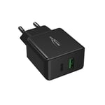 ANSMANN Chargeur USB HC218PD pour Smartphone, Tablette, etc. (1 PCE) – Adaptateur Secteur avec Power Delivery & Quick Charge – Chargeur Rapide à Port USB-A et USB-C – Noir