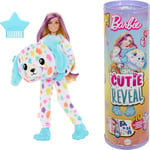 Barbie Cutie Reveal Doll & Accessories with Rainbow Dalmatian Plush Costume & 10 Surprises Including Color Change, Color Dream Series, HRK41