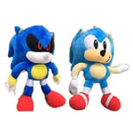 YUNJING Sonic Toy 2pcs/lot Plush Toys Metal Sonic Stuffed Doll Super Sonic Shadow Knuckles Tails Dolls Keychain