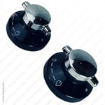 2 Knobs for Belling Gas Hob Chrome & Black Switch Dial Cooker