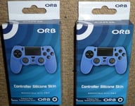 2 x PLAYSTATION PS4 DUALSHOCK 4 CONTROLLER SKIN SILICONE COVERS Blue BRAND NEW!