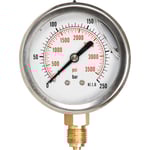 Glycerinmanometer Ø63 RF-hus, 1/4&quot; rg. nedåt, 0+600bar/psi