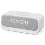 Soundcore Wakey Bluetooth Alarm Clock Stereo Speaker with built-in 10W Qi wireless charging - FM Radio, Aux input, 2x USB power outputs, white noise & ambient sleep sounds