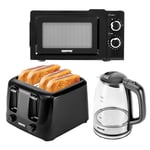Geepas 1.7L Illuminating Kettle, 4 Slice Toaster and 20L Microwave Oven Set