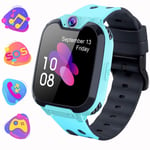 PTHTECHUS Kids Smart Watche for Boys Girls Phone Game Smart Watch for Kids [1GB Micro SD Included] Children Music Player SOS Camera Alarm Clock Birthday Gift (X9 Blue)