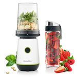 Breville Blend Active Compact Food Processor and Smoothie Maker | 350W | Processor Bowl (450ml) & Portable Blending Bottle (600ml) | Leak Proof Lid | White & Green [VBL253]