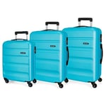 Roll Road Flex Blue Luggage Set 55/65/75 cm Rigid ABS Combination Lock 182 Litre 4 Wheels Hand Luggage