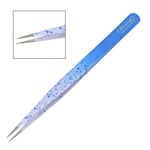 5" TWEEZERS POINTED BEAUTY EYEBROW SHARP EYELASHES EXTENSION BLUE DOTTED