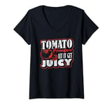 Womens La Tomatina Tomato Fight Tomato Freedom Let It Get Juicy V-Neck T-Shirt