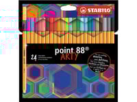 Stabilo Point 88 Arty, Multifärg, Orange, Plast, Hexagonal, Metall, 0,4 Mm