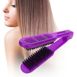 (Purple)Double Sided Brush Hair Straightening Comb Straightener Anti-Static